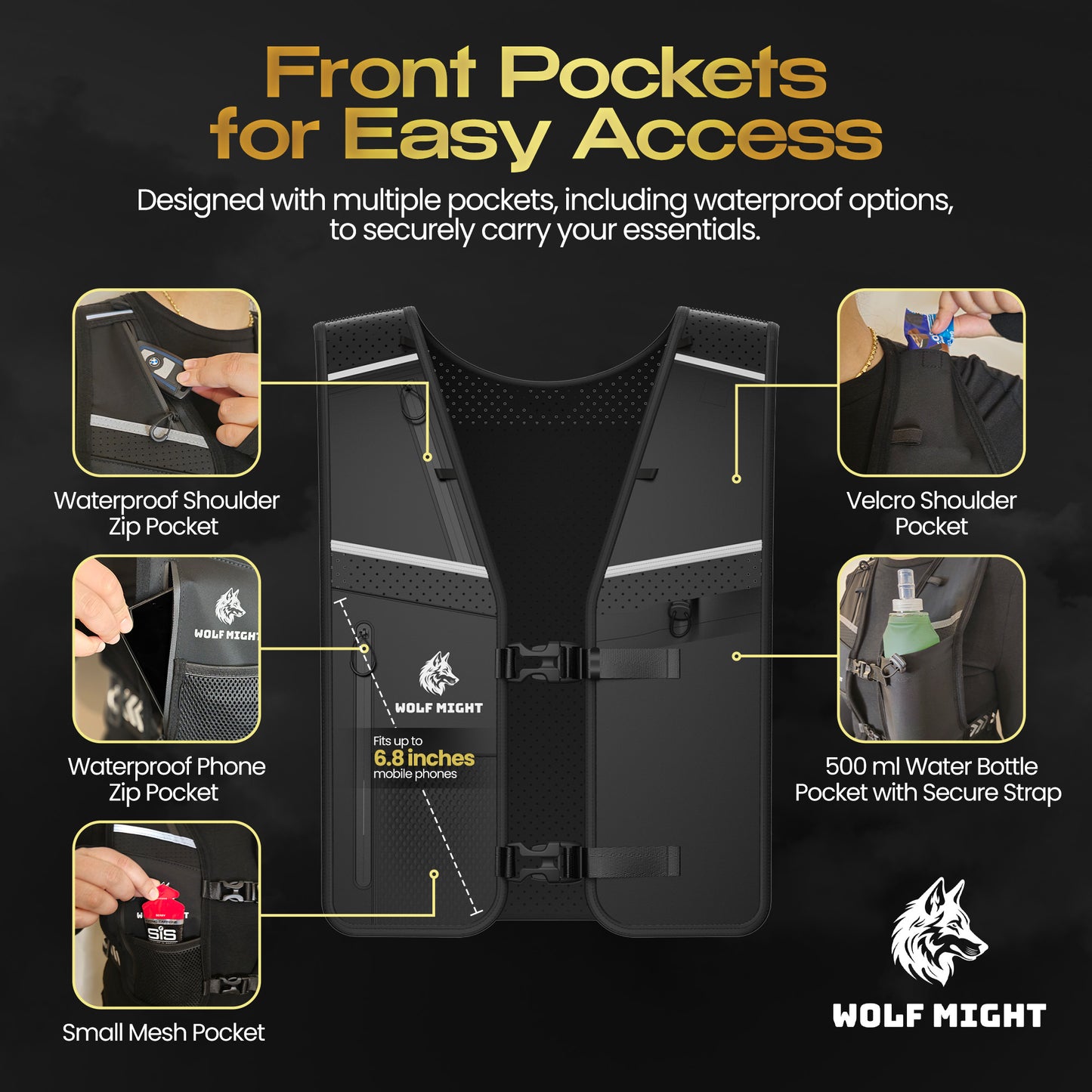 Wolf Might Hydration Running Vest (Black)