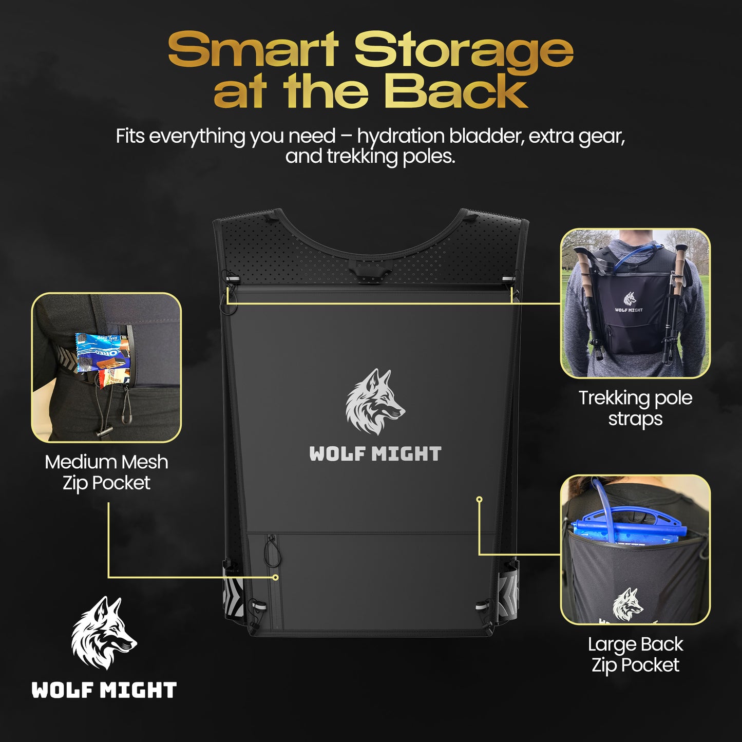 Wolf Might Hydration Running Vest (Black)