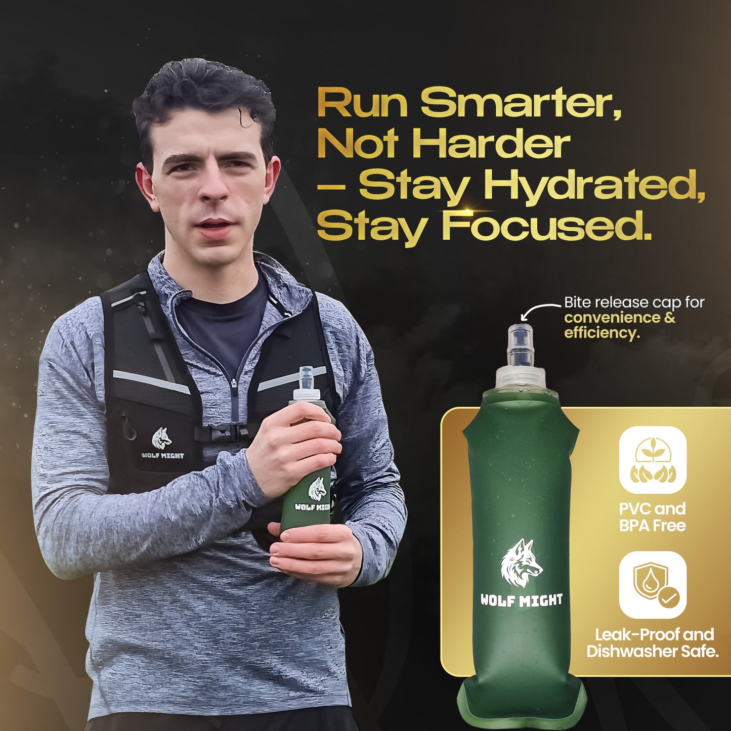 Wolf Might Hydration Running Vest (Black)