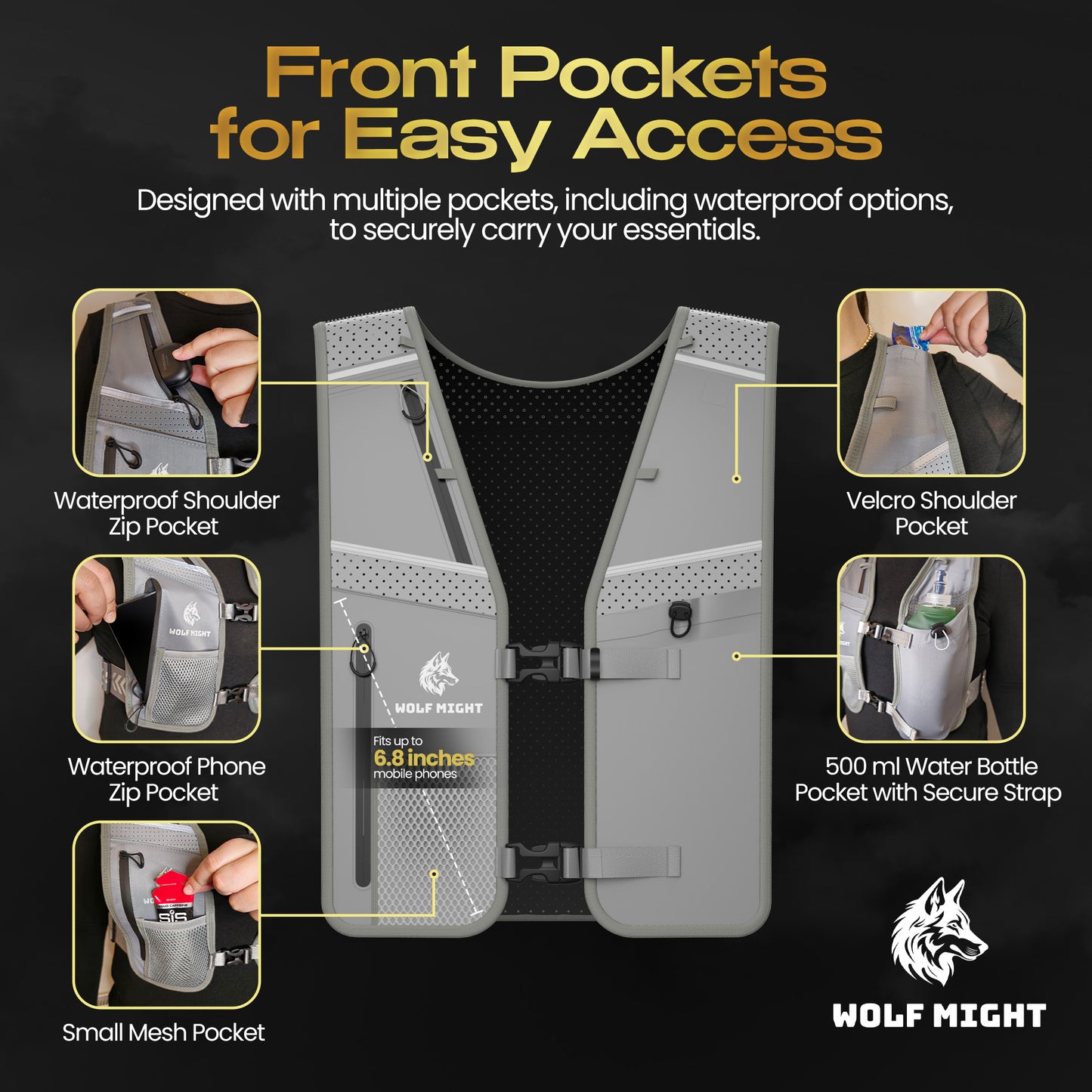 Wolf Might Hydration Running Vest (Grey)